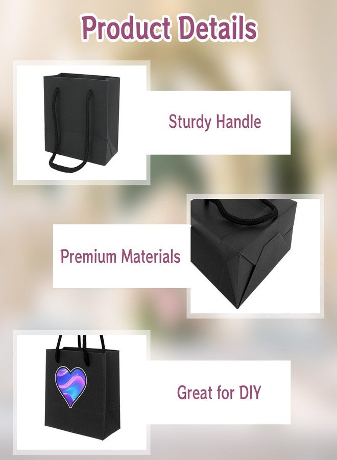 UCEHIPAW 108 Pcs Thicken Black Mini Gift Bags with Handles and Tissue Paper Small Paper Goodie Shopping Bags for Party Wedding Baby Shower Christmas Wrap Gift (3.9 x 4.7 x 2.4 Inch) - Image 3